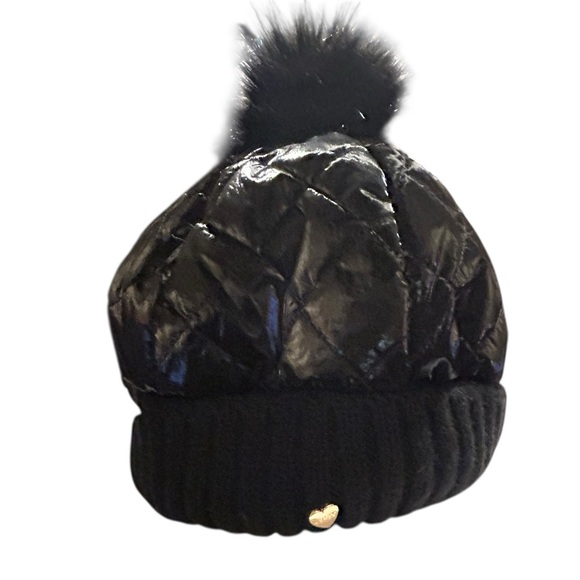Juicy Couture Accessories - Juicy Couture Quilted Beanie Hat with Faux Fur Pom, OS